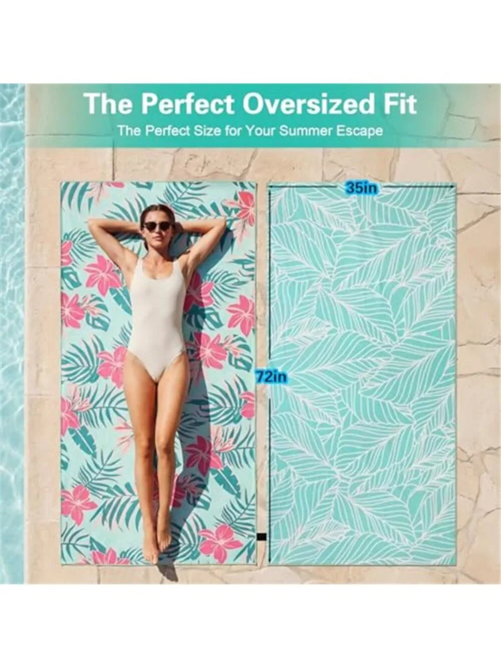 Oversized Beach Towel for Women Adults, 35x72